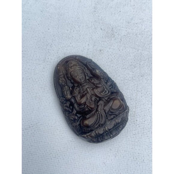 Vintage Nephrite Jade Carved Pendant Buddha - Picture 4 of 6